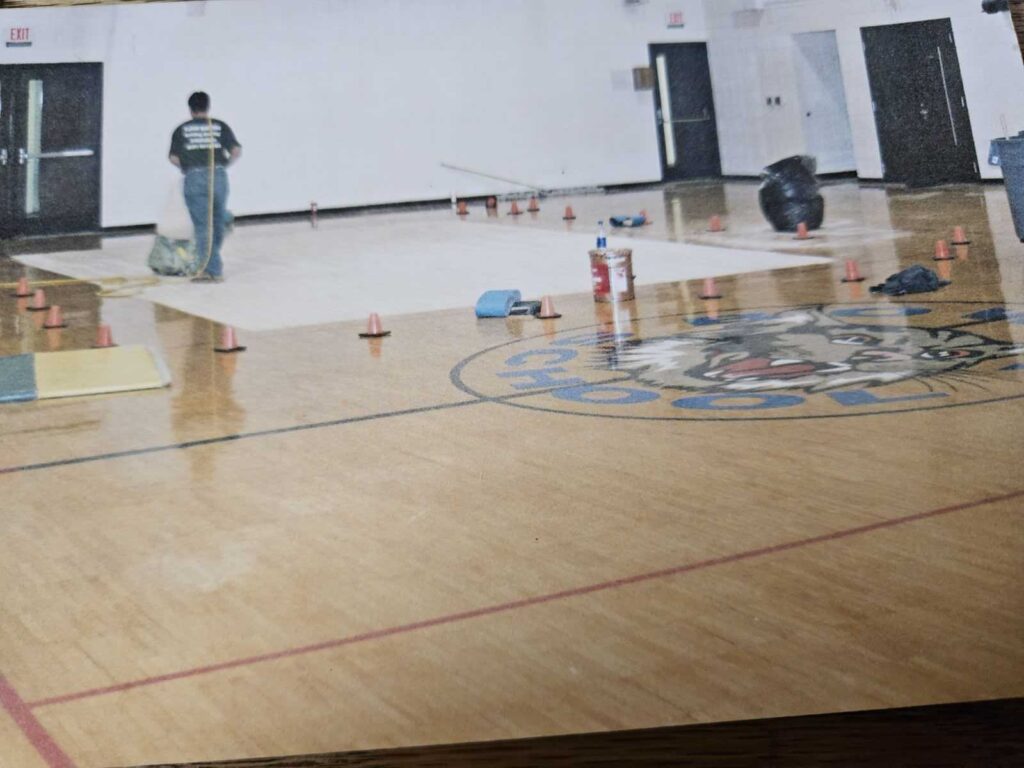 repaired water damaged gymnasium floor in warrenville 01