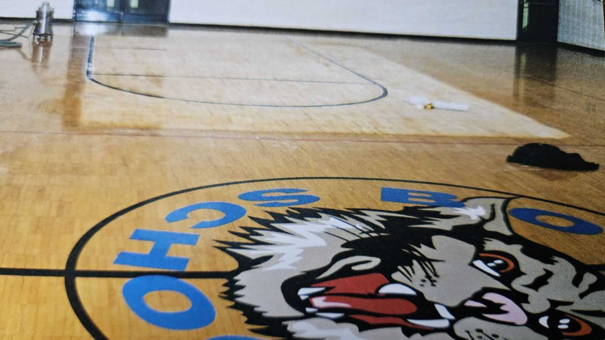 repaired water damaged gymnasium floor in warrenville